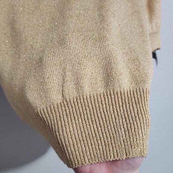 ST JOHN VINTAGE zip up golden sweater top short sleeve NEW WITH TAGS size S - Picture 7 of 9